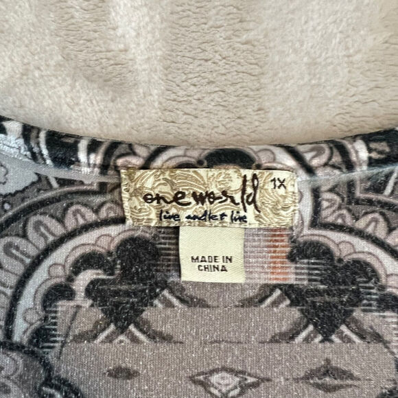 Whimsigoth One World Top Womens 1X Grey Velvet Rhinestone Boho Flowy Y2K Fairy - Picture 8 of 11